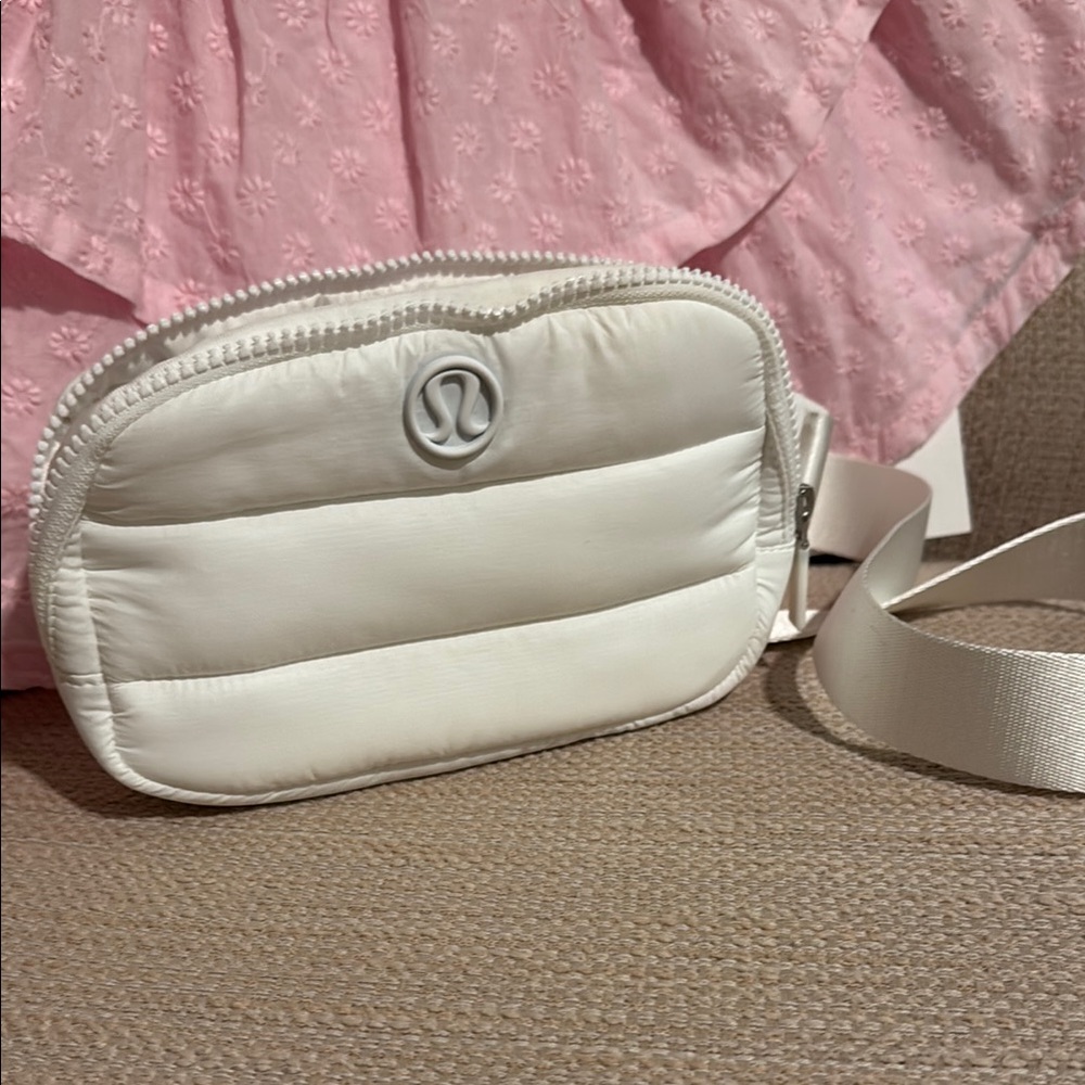 lululemon athletica White Crossbody Bag with Soft Texture and Zipper Closure